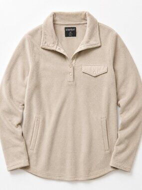 32 Degrees Soft Fleece Quarter Snap Pullover Cream Small